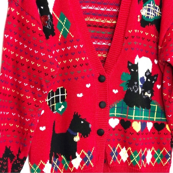 Susan Bristol, rare vintage, 1992 Scottie terrier dog cardigan - Picture 3 of 11